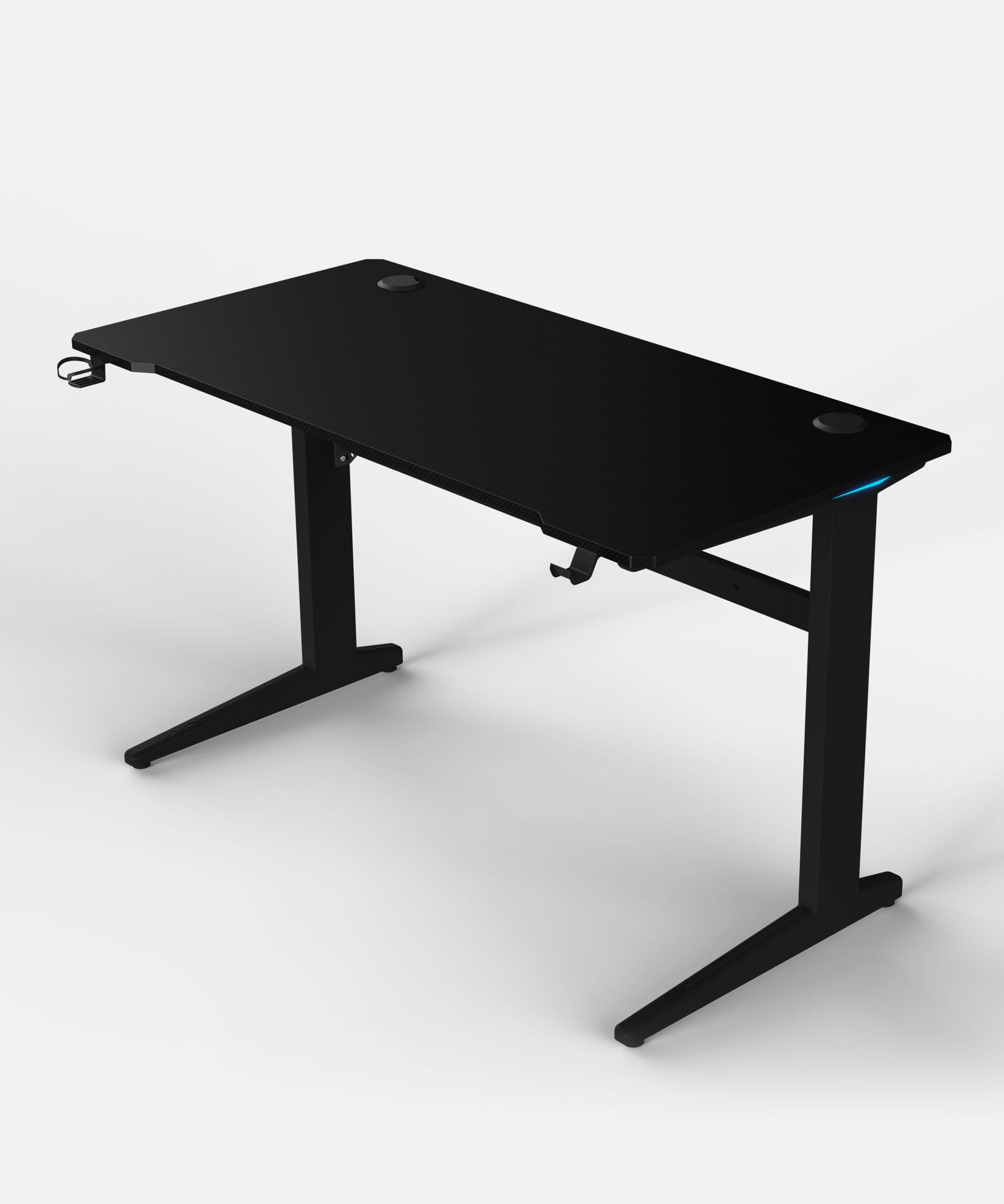 Core 120 Gaming Desk | LEDs, Headphone & Drink Mounts (Carbon Fibre Black, 120cm) (Outlet) Outlet Products - Marcel Olsen
