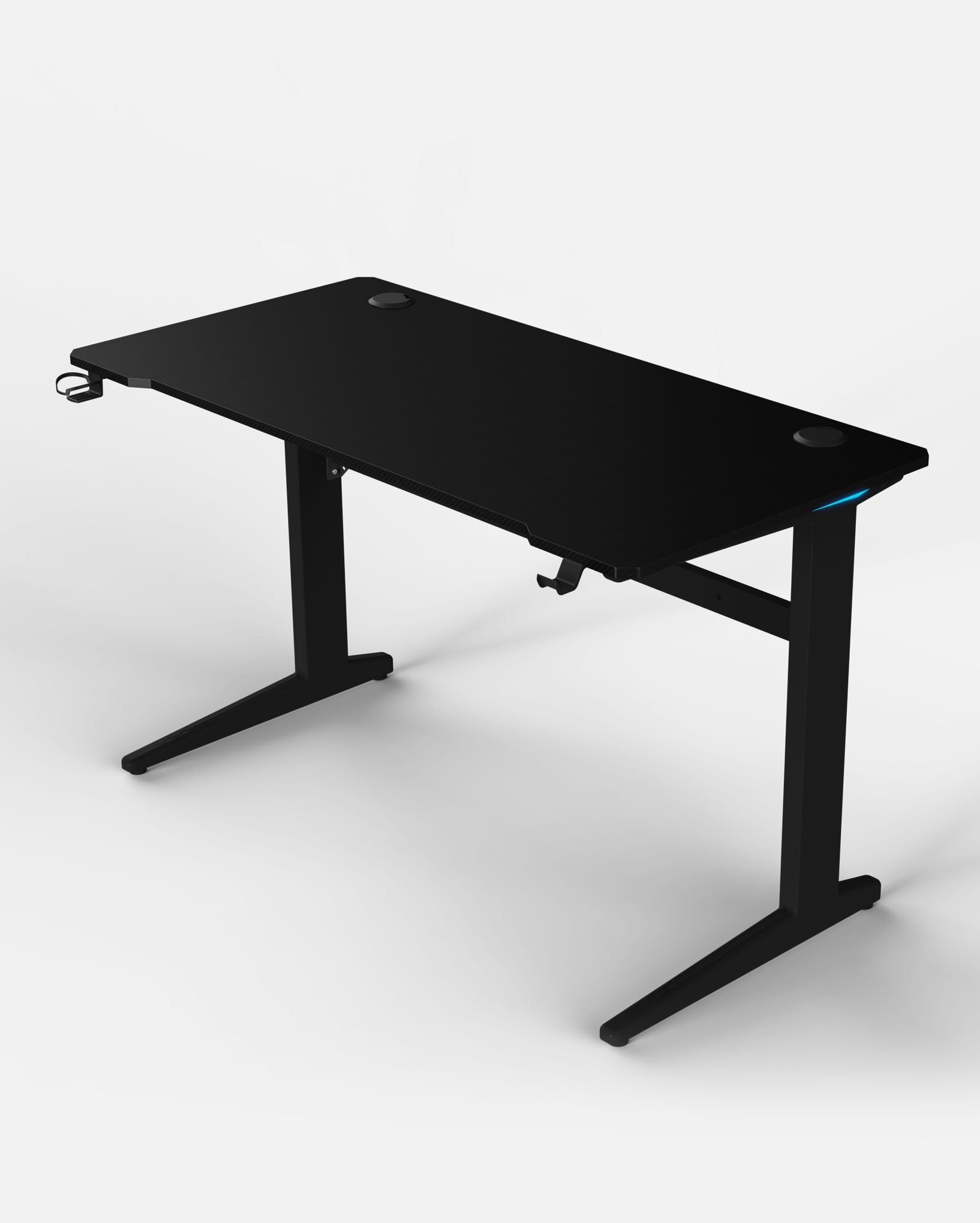 Core 120 Gaming Desk | LEDs, Headphone & Drink Mounts (Carbon Fibre Black, 120cm) (Outlet) Outlet Products - Marcel Olsen