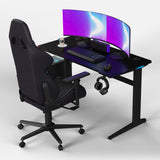 Core 120 Gaming Desk | LEDs, Headphone & Drink Mounts (Carbon Fibre Black, 120cm) (Outlet) Outlet Products - Marcel Olsen