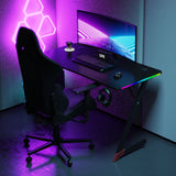 Essentials 120 Gaming Desk | LEDs, Headphone & Drink Mounts (Carbon Fibre Black, 120cm) Gaming Desk - Marcel Olsen
