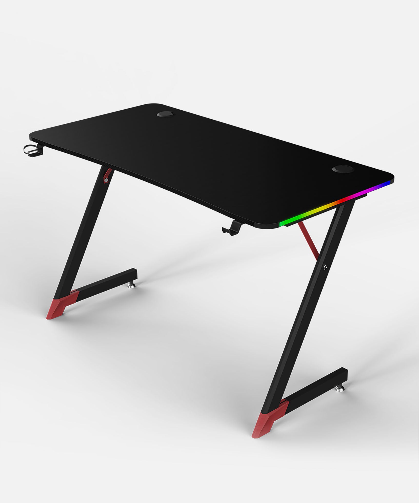 Essentials 120 Gaming Desk | LEDs, Headphone & Drink Mounts (Carbon Fibre Black, 120cm) Gaming Desk - Marcel Olsen