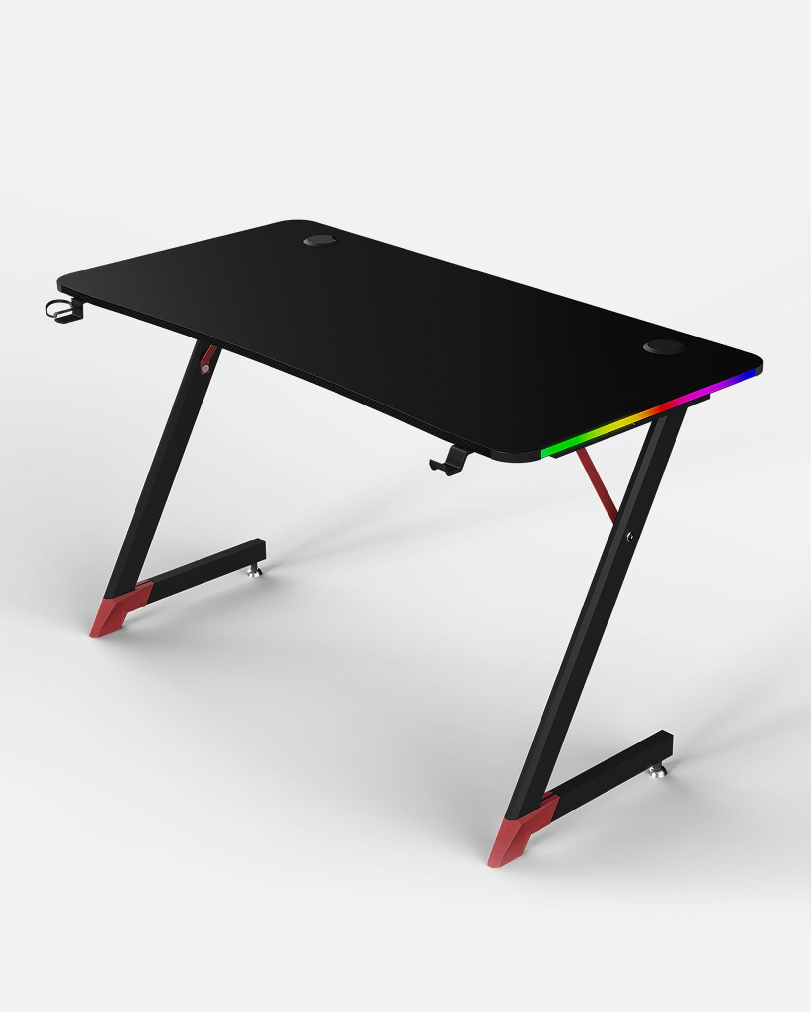 Essentials 120 Gaming Desk | LEDs, Headphone & Drink Mounts (Carbon Fibre Black, 120cm) Gaming Desk - Marcel Olsen