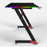 Essentials 120 Gaming Desk | LEDs, Headphone & Drink Mounts (Carbon Fibre Black, 120cm) Gaming Desk - Marcel Olsen