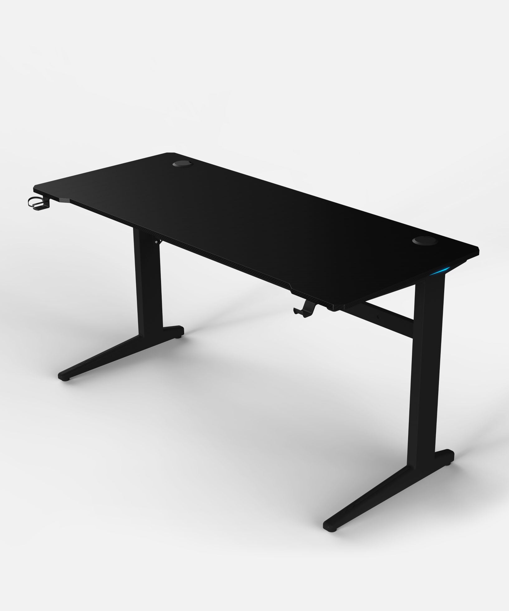 Core 140 Gaming Desk | LEDs, Headphone & Drink Mounts (Carbon Fibre Black, 140cm) Gaming Desk - Marcel Olsen