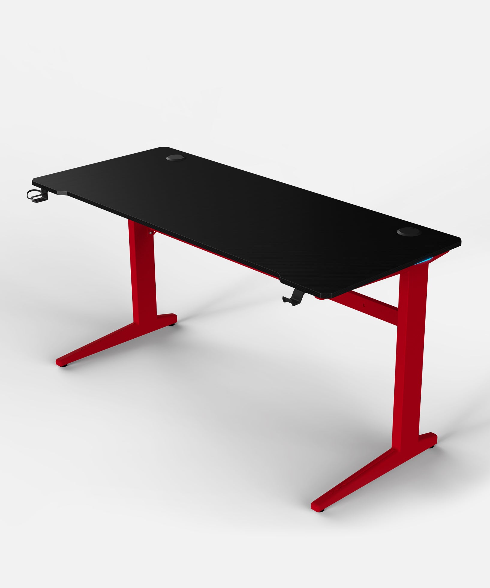Core 140 Gaming Desk | LEDs, Headphone & Drink Mounts (Carbon Fibre Red, 140cm) Gaming Desk - Marcel Olsen