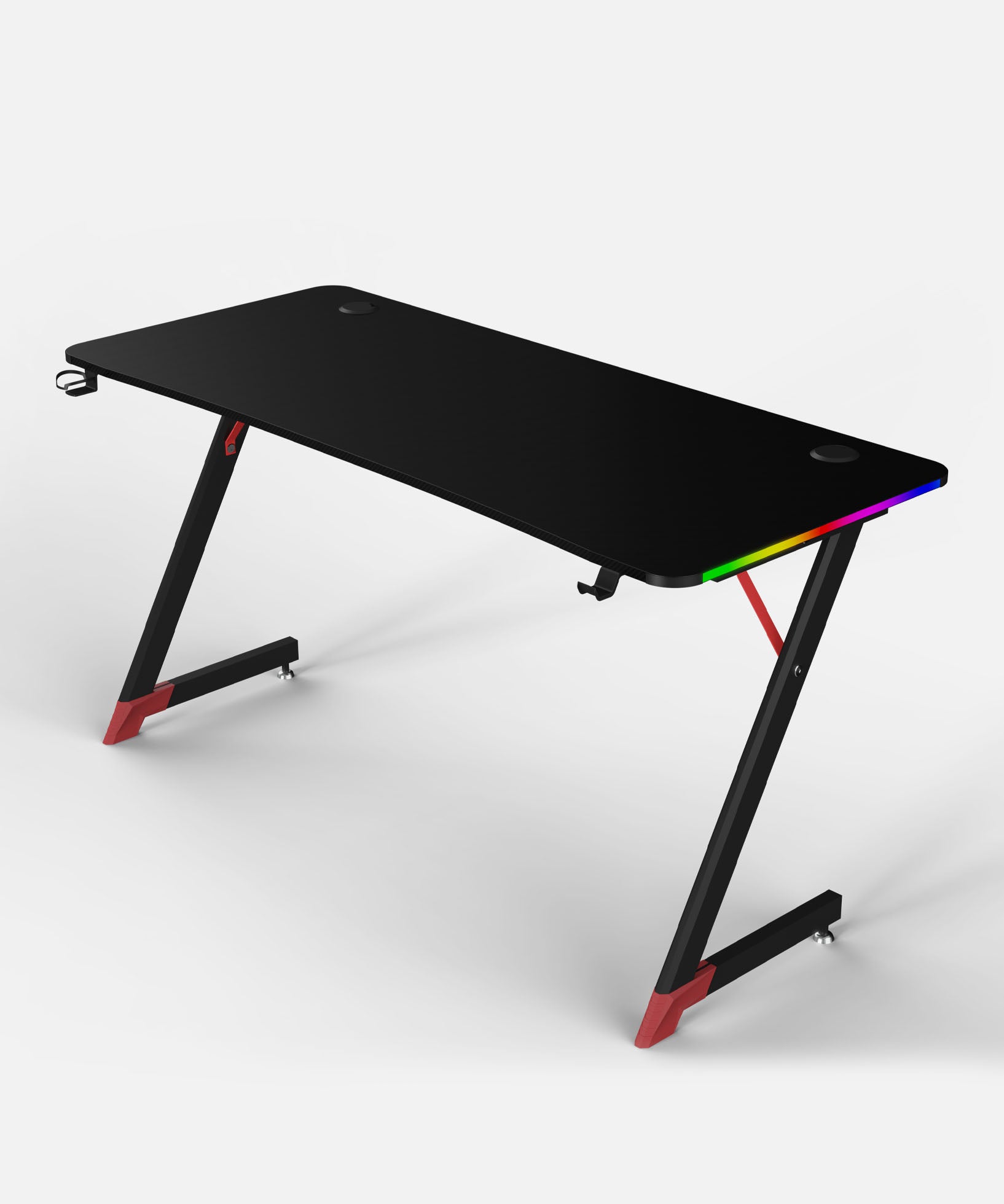 Essentials 140 Gaming Desk | LEDs, Headphone & Drink Mounts (Carbon Fibre Black, 140cm) Gaming Desk - Marcel Olsen
