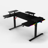 Pro 160 Gaming Desk | LEDs, Headphone & Drink Mounts (Carbon Fibre Black, 160cm) Gaming Desk - Marcel Olsen