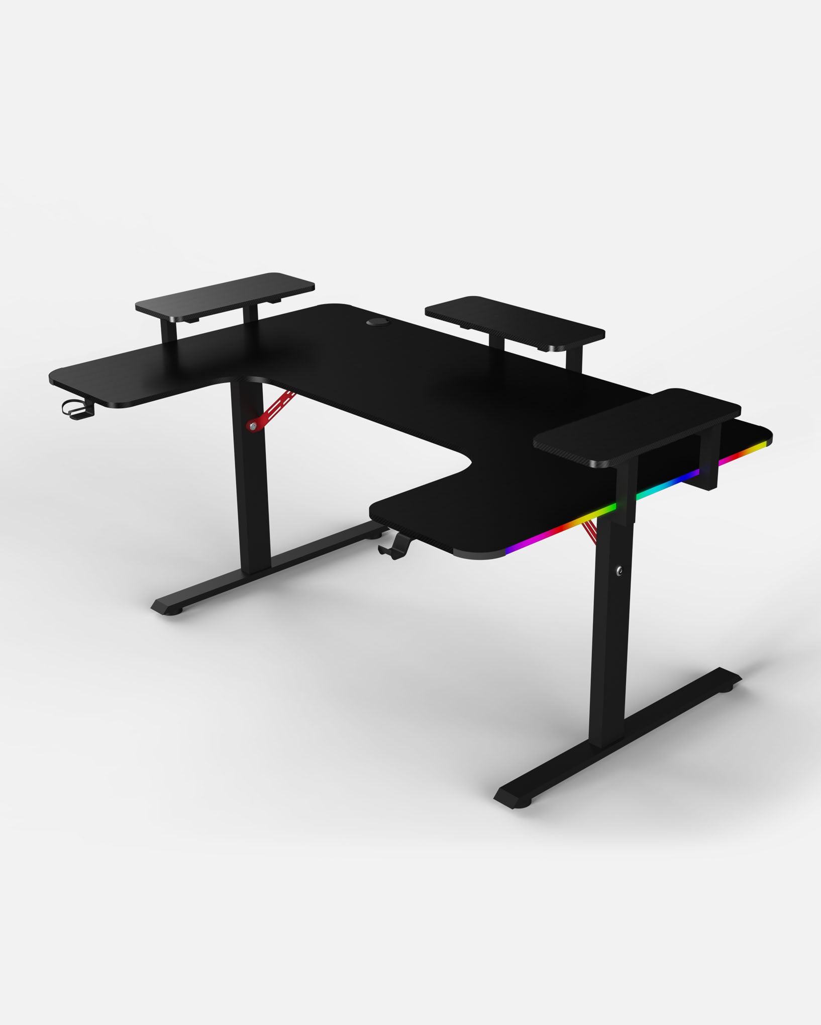 Pro 160 Gaming Desk | LEDs, Headphone & Drink Mounts (Carbon Fibre Black, 160cm) Gaming Desk - Marcel Olsen