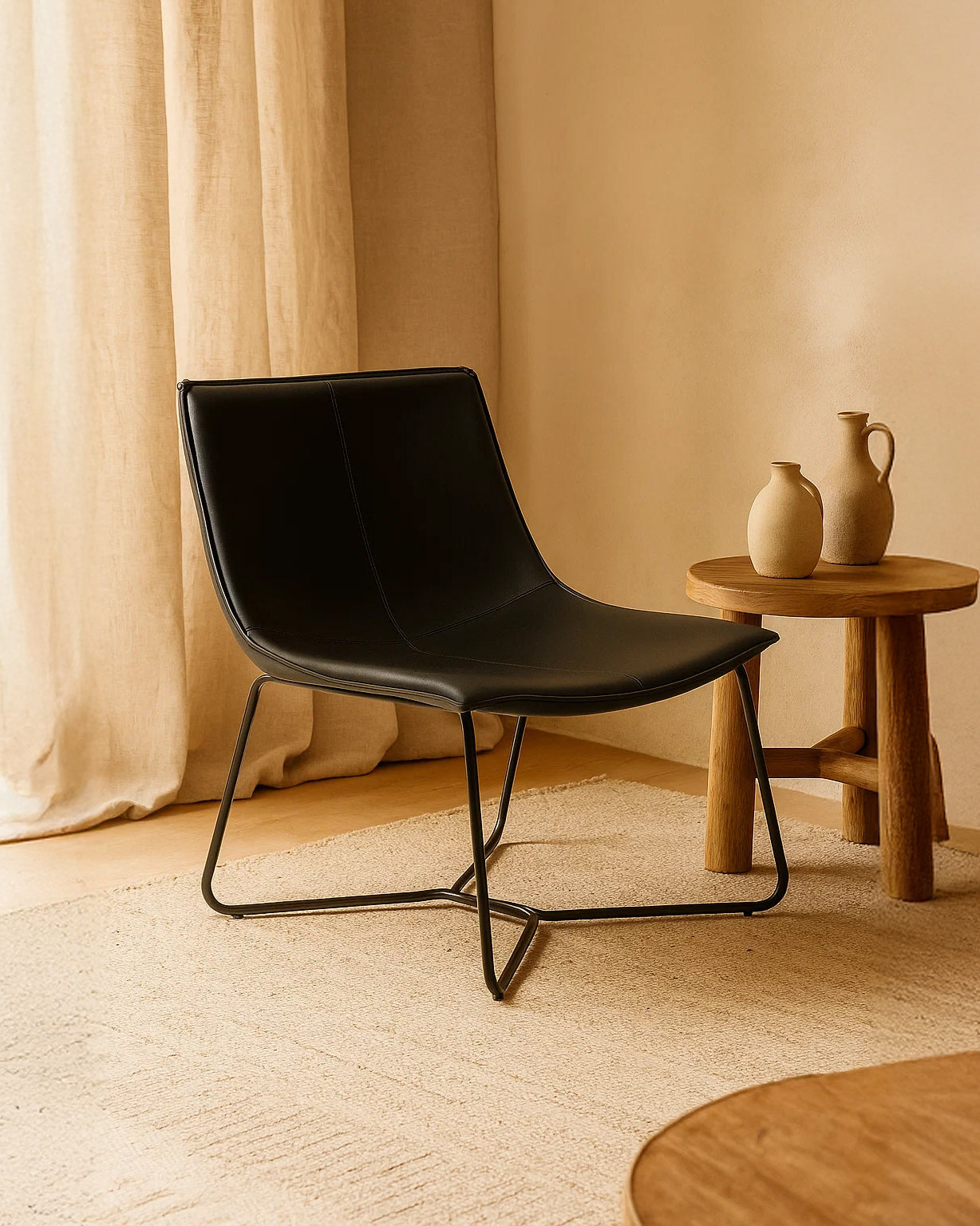 Bergondo Cocoon Accent Chair (Shadow Slate Black) – Mid-century Modern Coconut Style Lounge Chair - Marcel Olsen