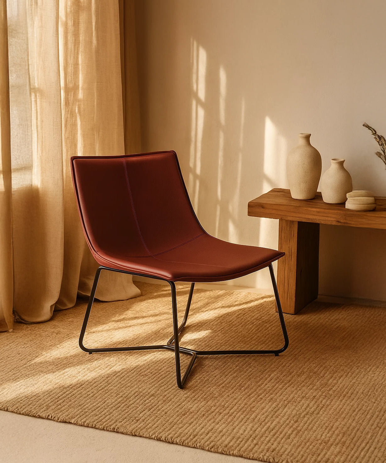 Bergondo Cocoon Accent Chair (London Brick Red ) – Mid-century Modern Coconut Style Lounge Chair - Marcel Olsen