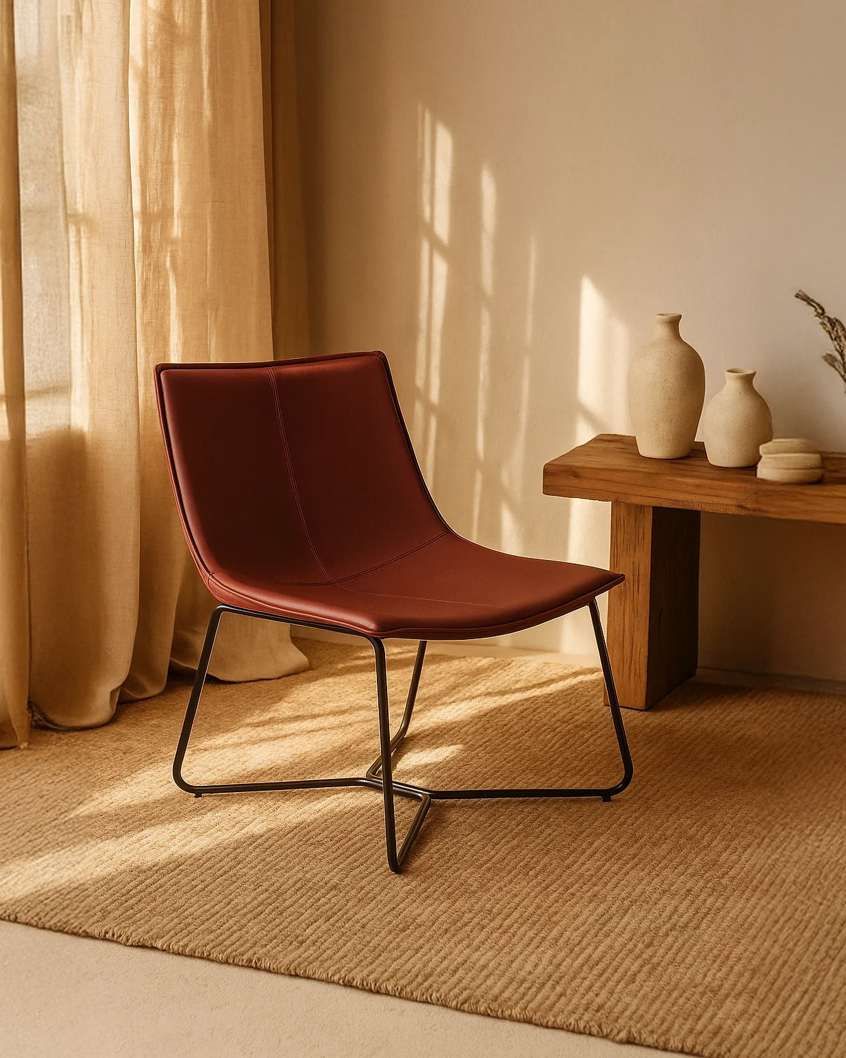 Bergondo Cocoon Accent Chair (London Brick Red ) – Mid-century Modern Coconut Style Lounge Chair - Marcel Olsen