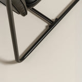 Berria Armchair Metal & Vegan Leather (Ebony Black) – Modern Industrial Ribbed Lounge Chair - Marcel Olsen
