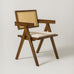 Chiva Rattan & Wood Dining Chair (Chestnut) – Rustic Boho Upholstered Chair with Armrests - Marcel Olsen