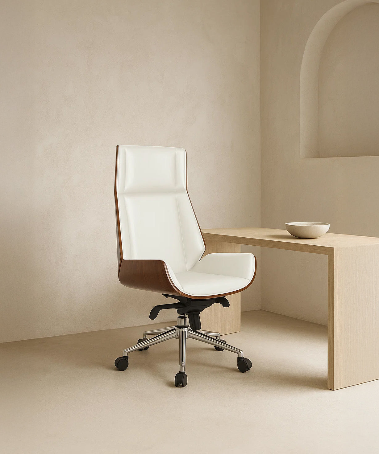 Ergonomic Danish Office Chair (White, High) | Scandinavian Desk Chair Office Chair - Marcel Olsen