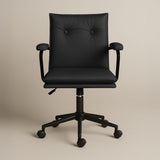 Executive Cushioned Office Chair (Black Faux Leather) – Mid-century Modern Swivel Desk Chair (Outlet) Outlet Products - Marcel Olsen