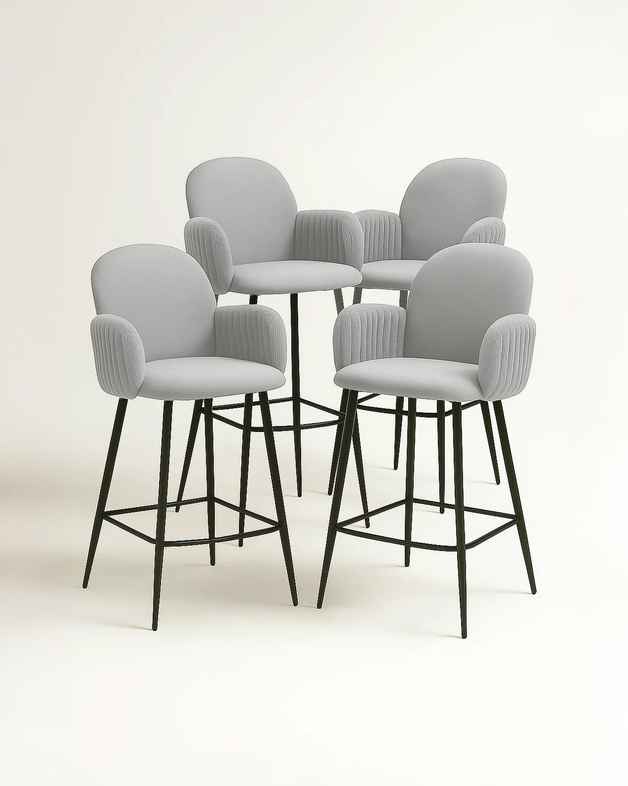 Nubbi Upholstered Bar Stool - Cloud Grey (Seat Height 61 cm - Low) (4 Units) Outlet Products - Marcel Olsen