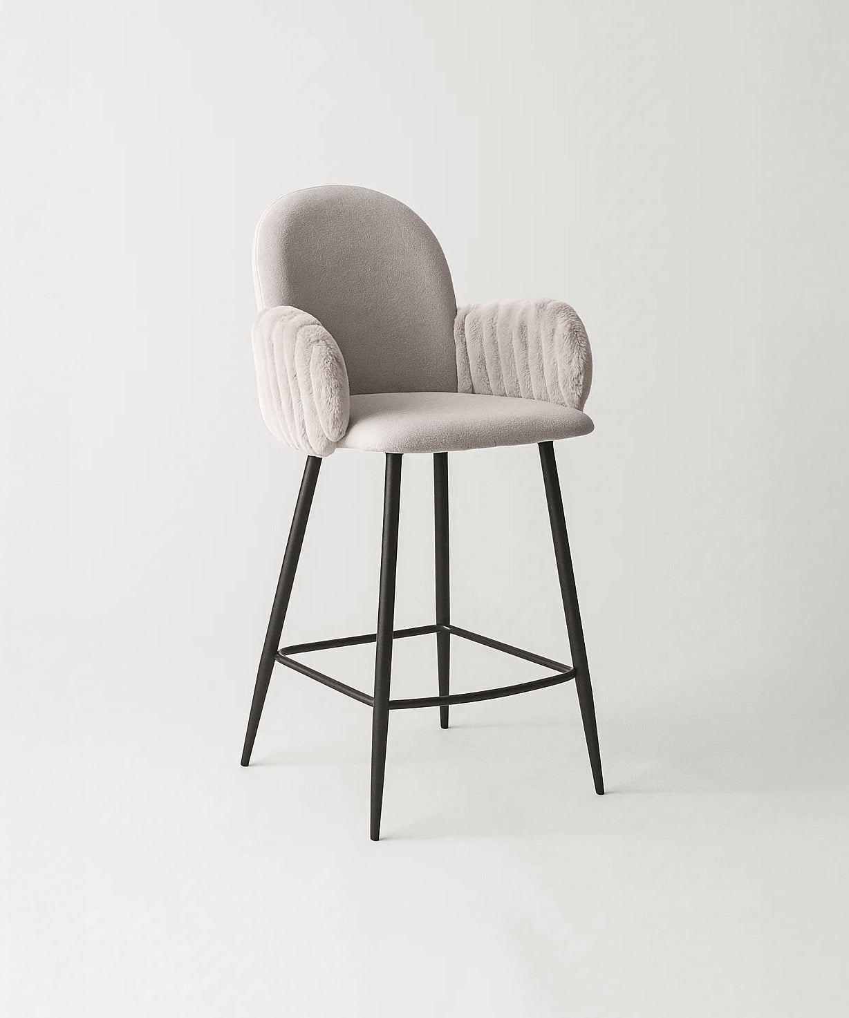 Nubbi Upholstered Bar Stool - Cloud Grey (Seat Height 61 cm - Low) (4 Units) Outlet Products - Marcel Olsen