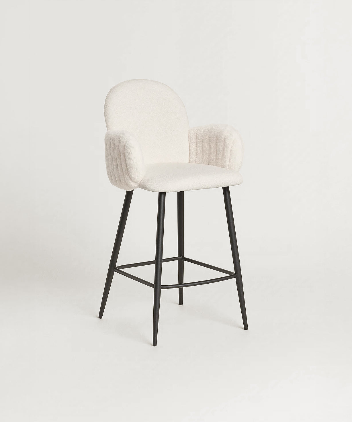 Nubbi Upholstered Bar Stool - Soft White (Seat Height 61 cm - Low) (4 Units) Outlet Products - Marcel Olsen
