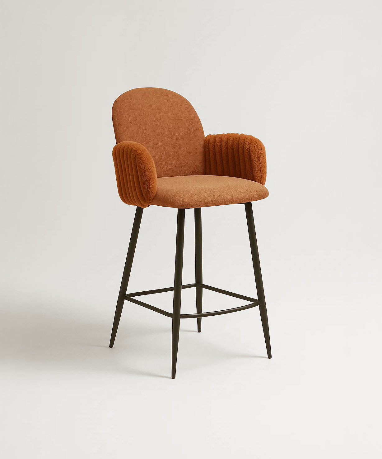 Nubbi Upholstered Bar Stool - Terracotta Brown (Seat Height 61 cm - Low) (4 Units) Outlet Products - Marcel Olsen