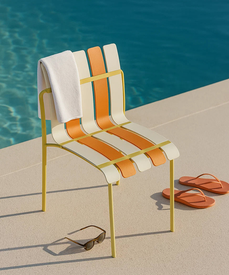 Ondara Outdoor 6 Chair & 2 Dining Table (Citrus Orange, Yellow & White) – Modern Boho Patio Pack - Marcel Olsen