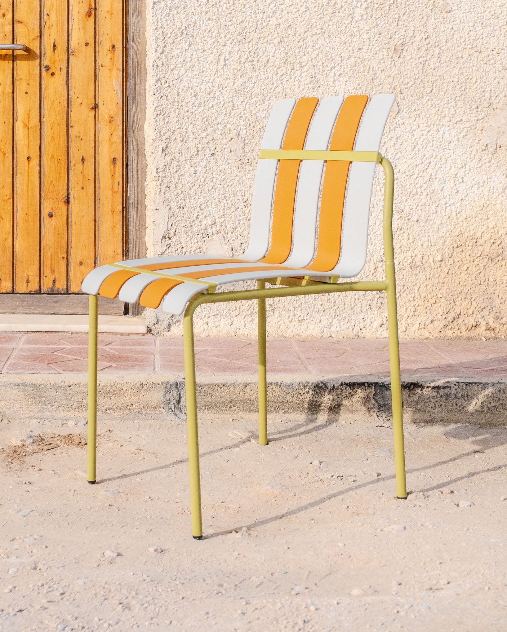 Ondara Outdoor Chair (Citrus Orange, Yellow & White) – Modern Boho Patio Chair - Marcel Olsen