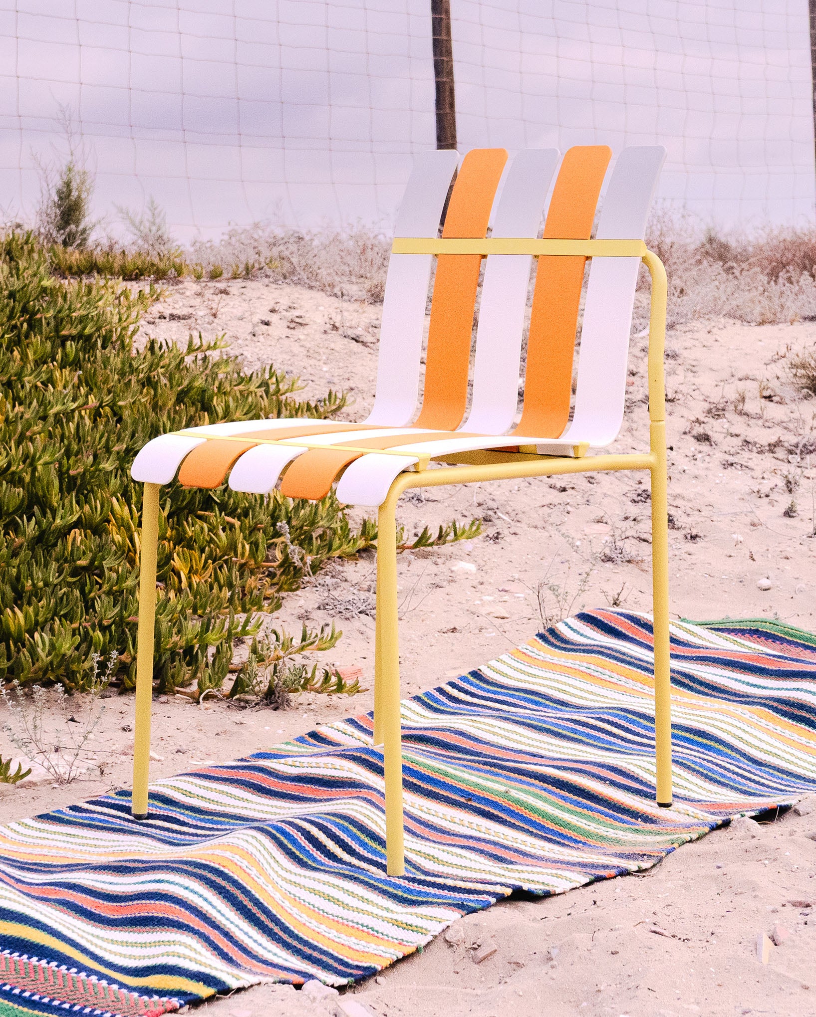 Ondara Outdoor Chair (Citrus Orange, Yellow & White) – Modern Boho Patio Chair - Marcel Olsen