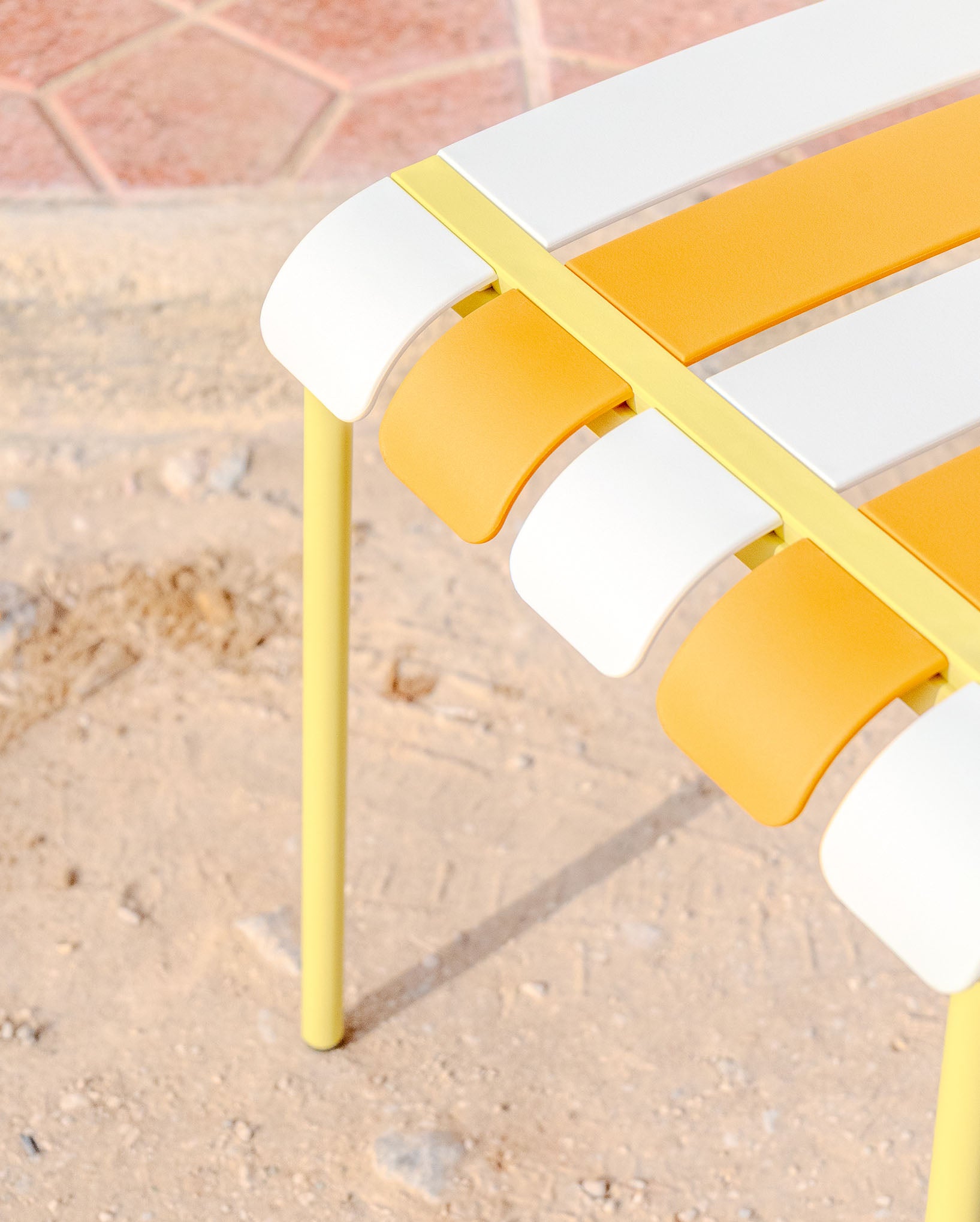 Ondara Outdoor Chair (Citrus Orange, Yellow & White) – Modern Boho Patio Chair - Marcel Olsen