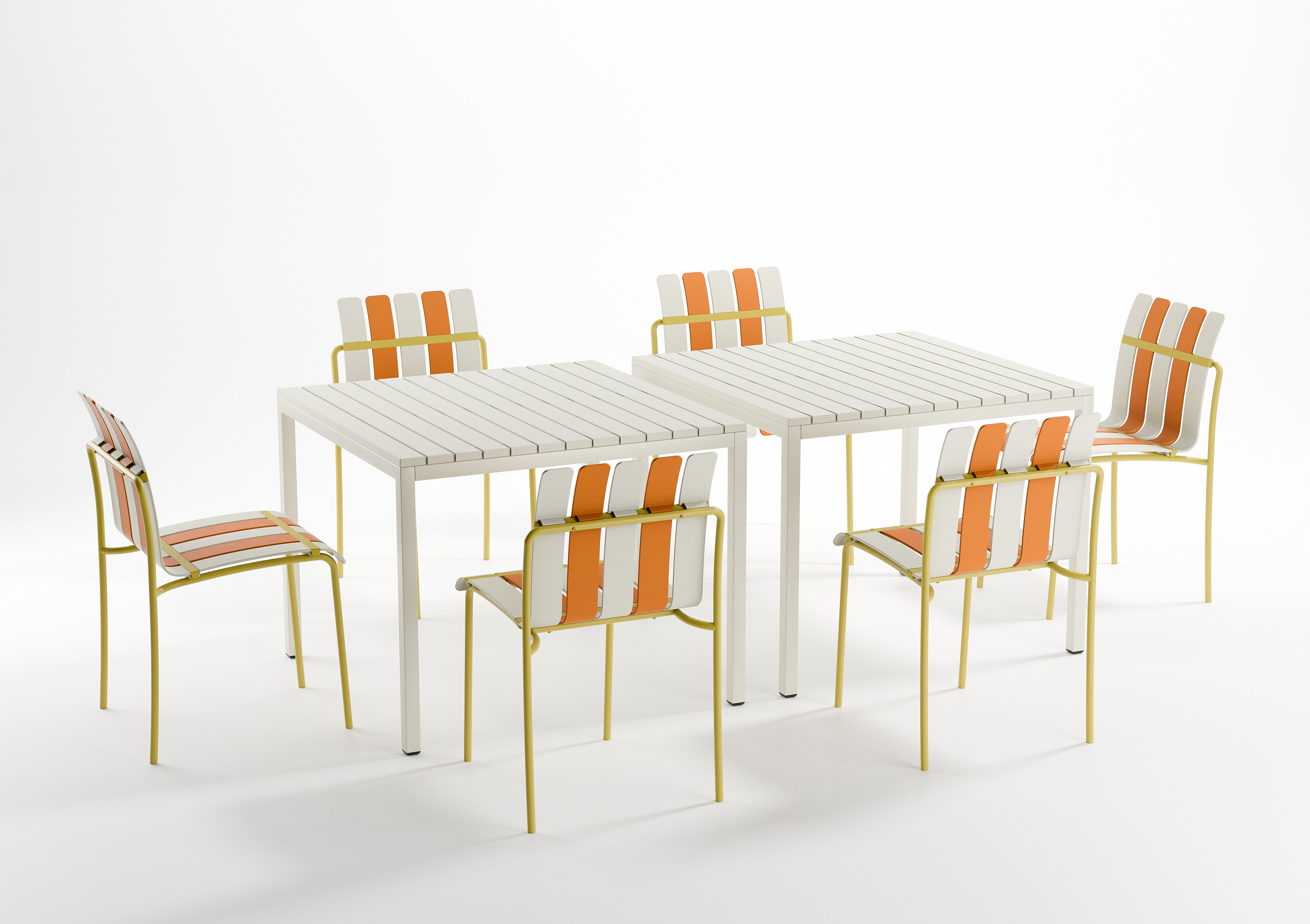 Ondara Outdoor Chair (Citrus Orange, Yellow & White) – Modern Boho Patio Chair - Marcel Olsen