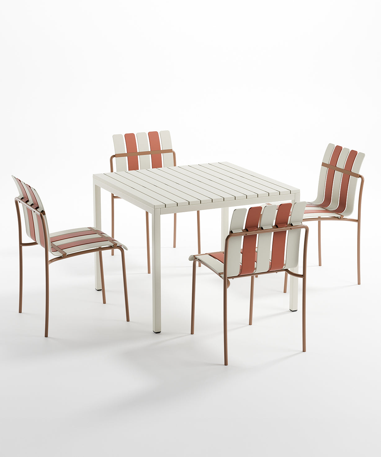 Ondara Outdoor 4 Chair & Dining Table (Nude Beige & White) – Modern Boho Patio Pack - Marcel Olsen