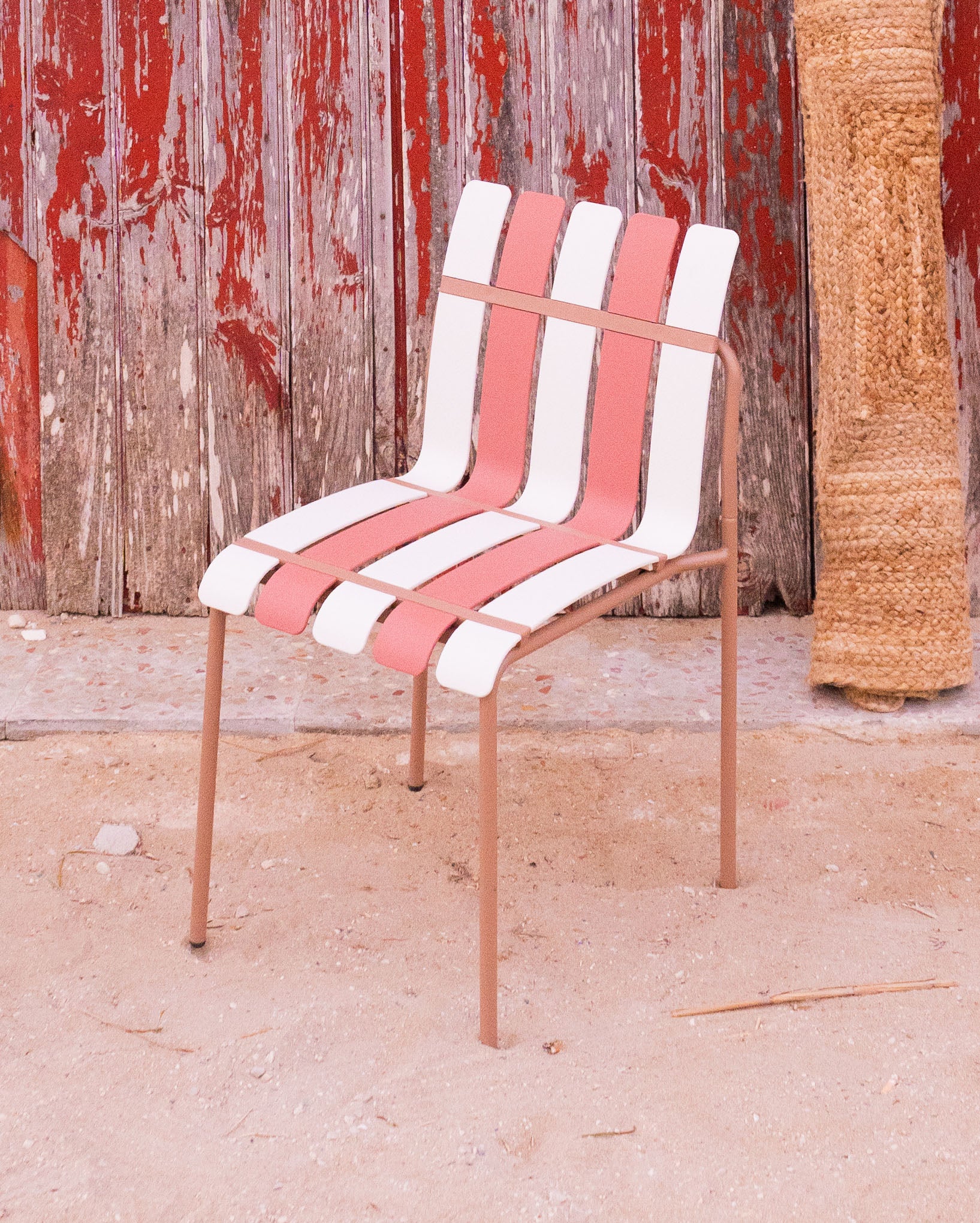 Ondara Outdoor Chair (Nude Beige & White) – Modern Boho Patio Chair - Marcel Olsen