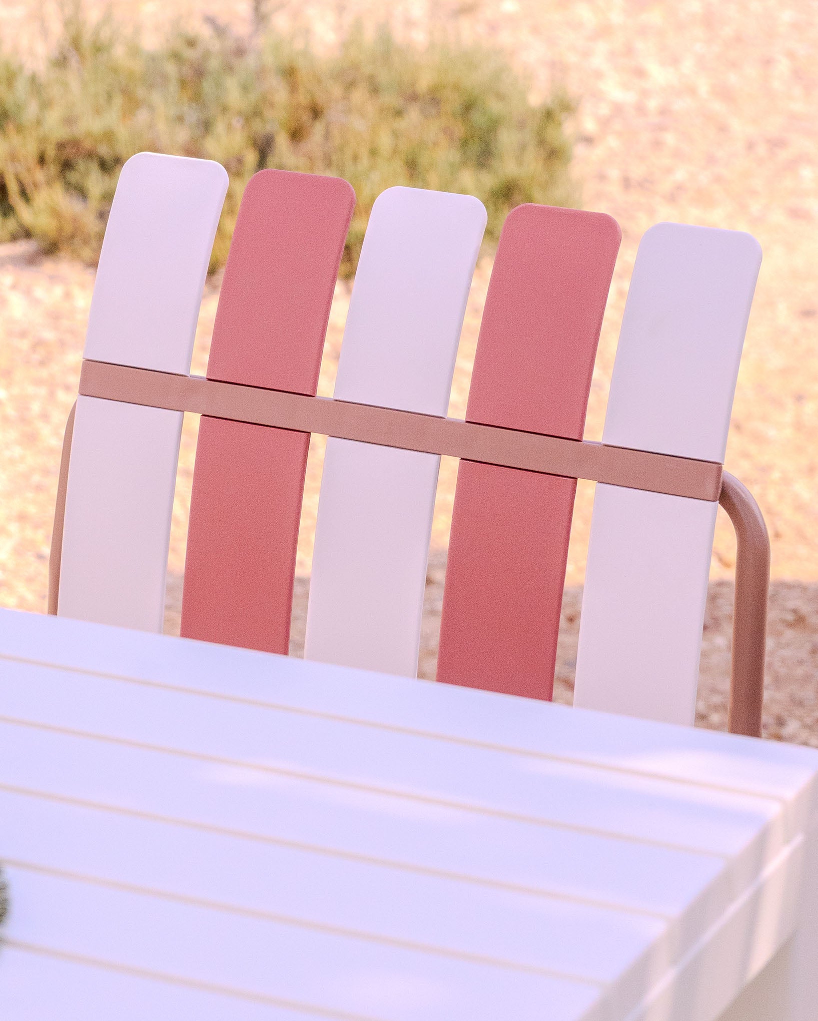Ondara Outdoor Chair (Nude Beige & White) – Modern Boho Patio Chair - Marcel Olsen