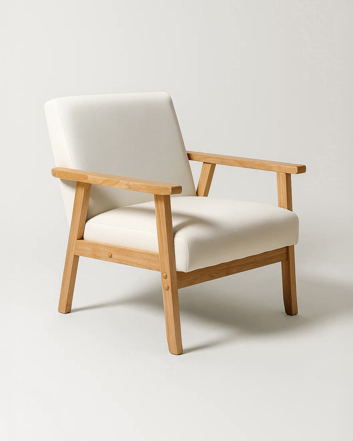 Sarria Mid-century Upholstered Armchair (Arena Beige Fabric) – Scandinavian Style 1 Seater Sofa - Marcel Olsen