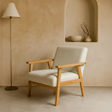 Sarria Mid-century Upholstered Armchair (Arena Beige Fabric) – Scandinavian Style 1 Seater Sofa - Marcel Olsen