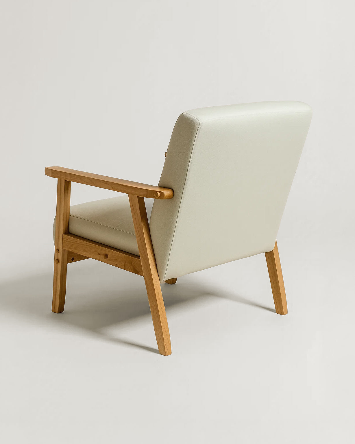Sarria Mid-century Upholstered Armchair (Arena Beige Fabric) – Scandinavian Style 1 Seater Sofa - Marcel Olsen