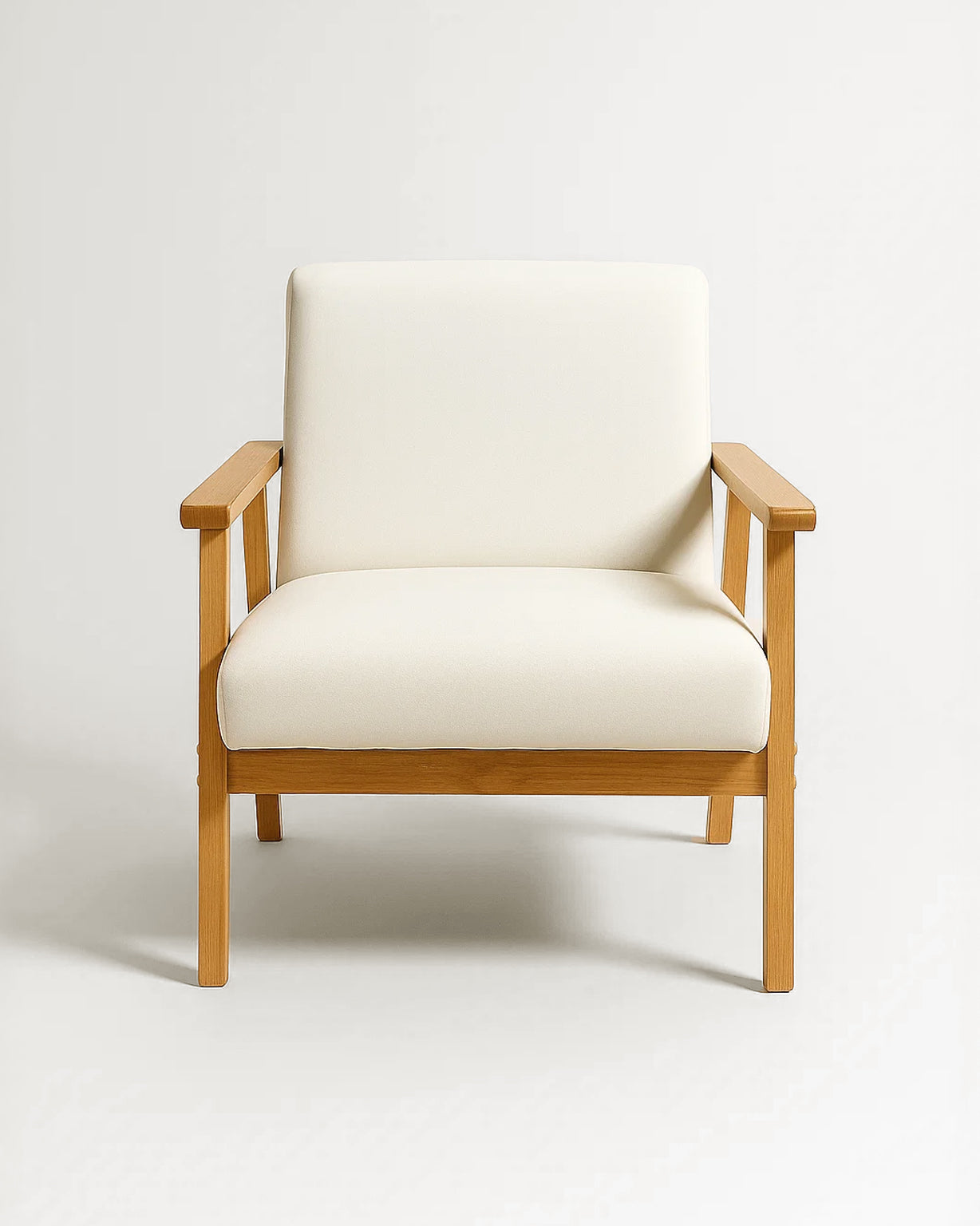 Sarria Mid-century Upholstered Armchair (Arena Beige Fabric) – Scandinavian Style 1 Seater Sofa - Marcel Olsen