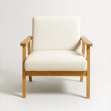 Sarria Mid-century Upholstered Armchair (Arena Beige Fabric) – Scandinavian Style 1 Seater Sofa - Marcel Olsen