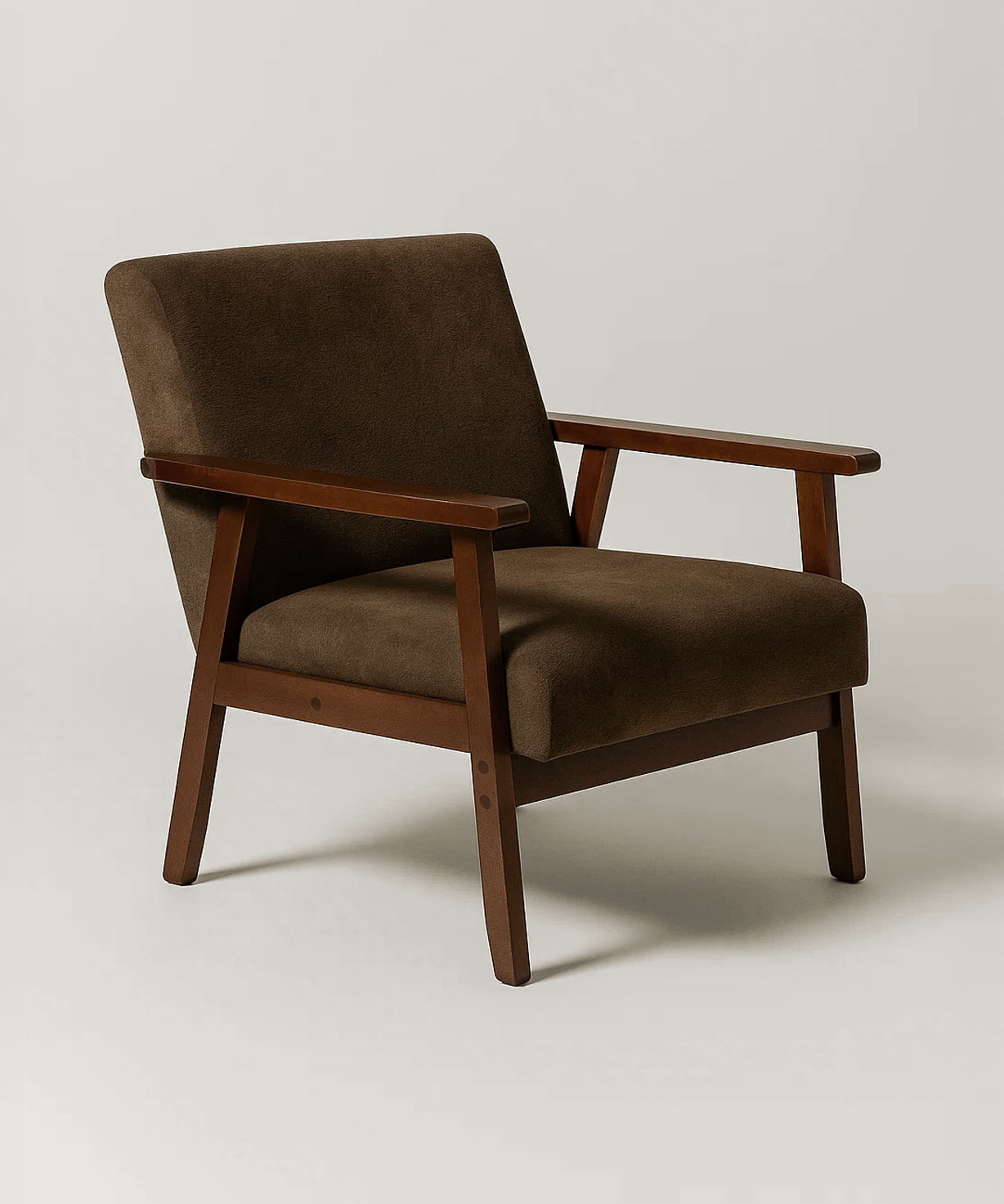 Sarria Mid-century Upholstered Armchair (Tierra Brown Fabric) – Scandinavian Style 1 Seater Sofa - Marcel Olsen