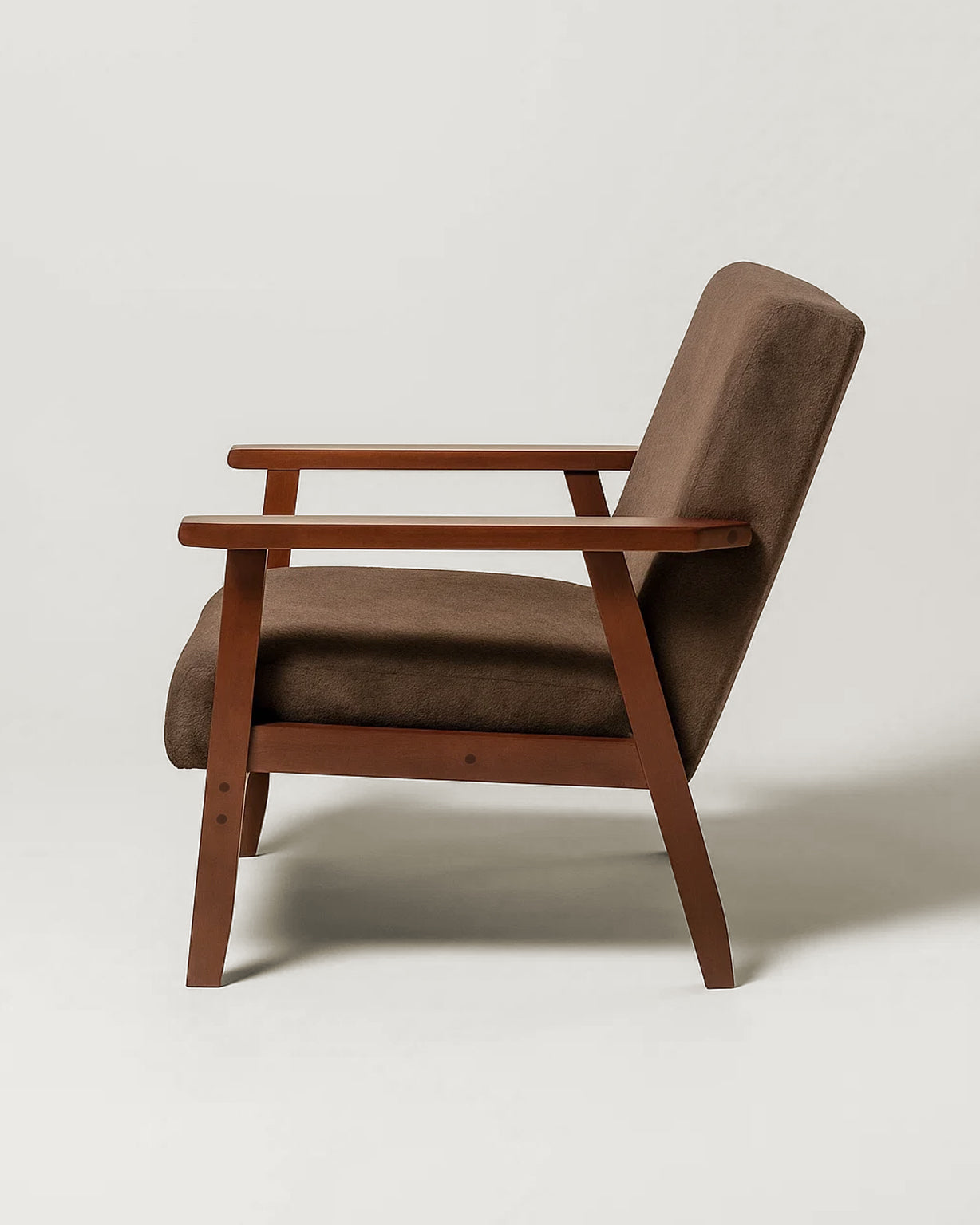Sarria Mid-century Upholstered Armchair (Tierra Brown Fabric) – Scandinavian Style 1 Seater Sofa - Marcel Olsen