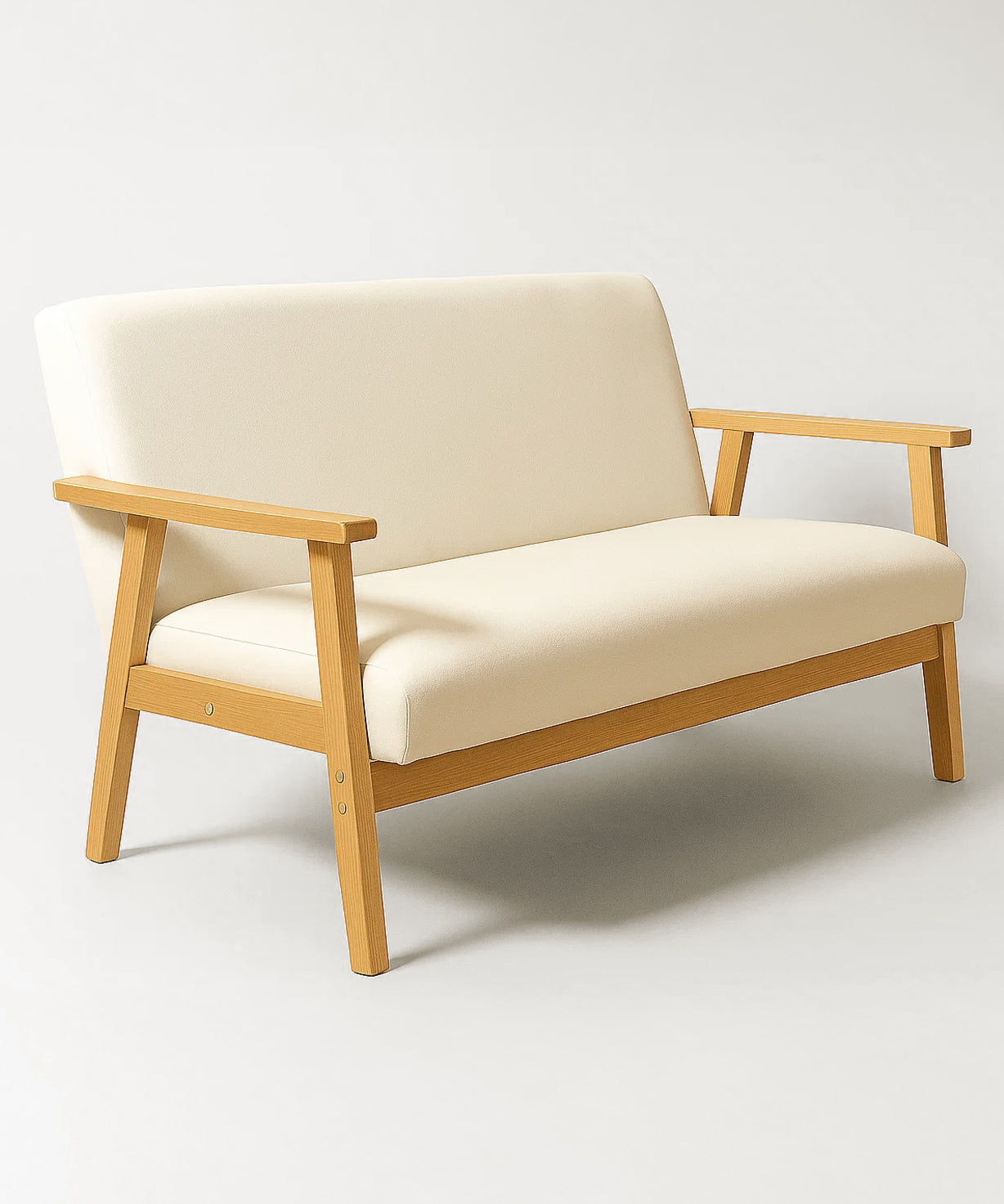 Sarria Mid-century Upholstered Sofa (Arena Beige Fabric) – Scandinavian Style 2 Seater Sofa - Marcel Olsen