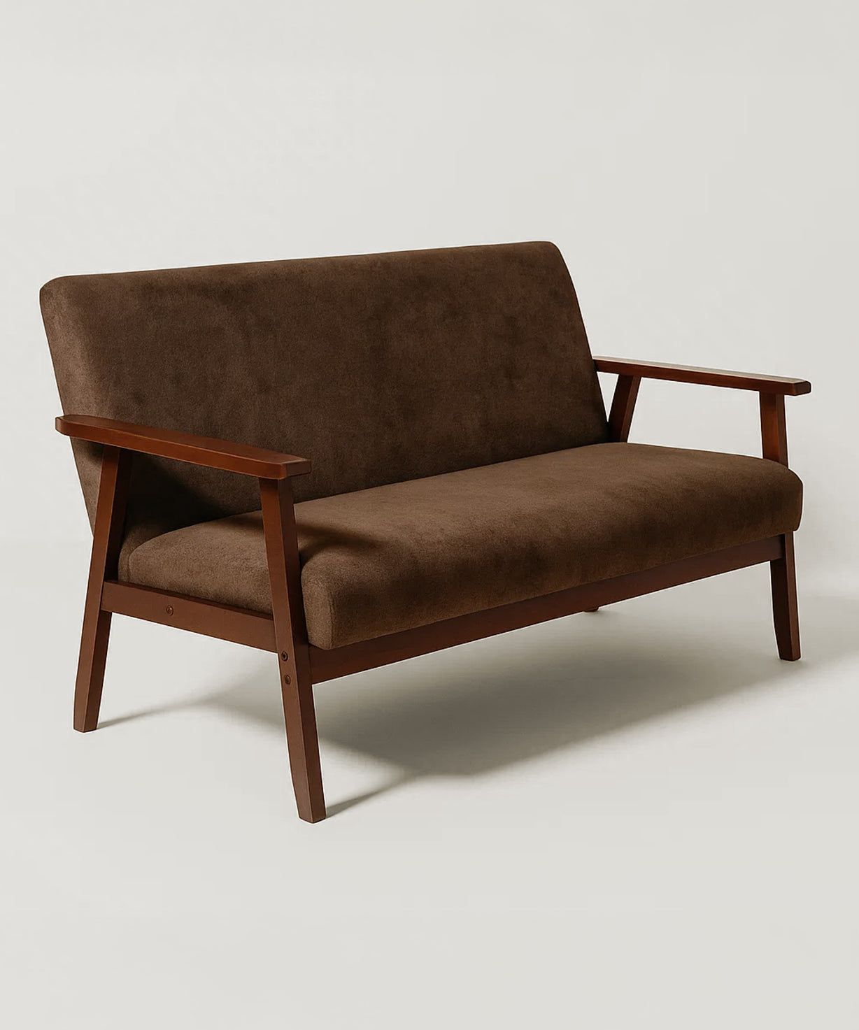 Sarria Mid-century Upholstered Sofa (Tierra Brown Fabric) – Scandinavian Style 2 Seater Sofa - Marcel Olsen