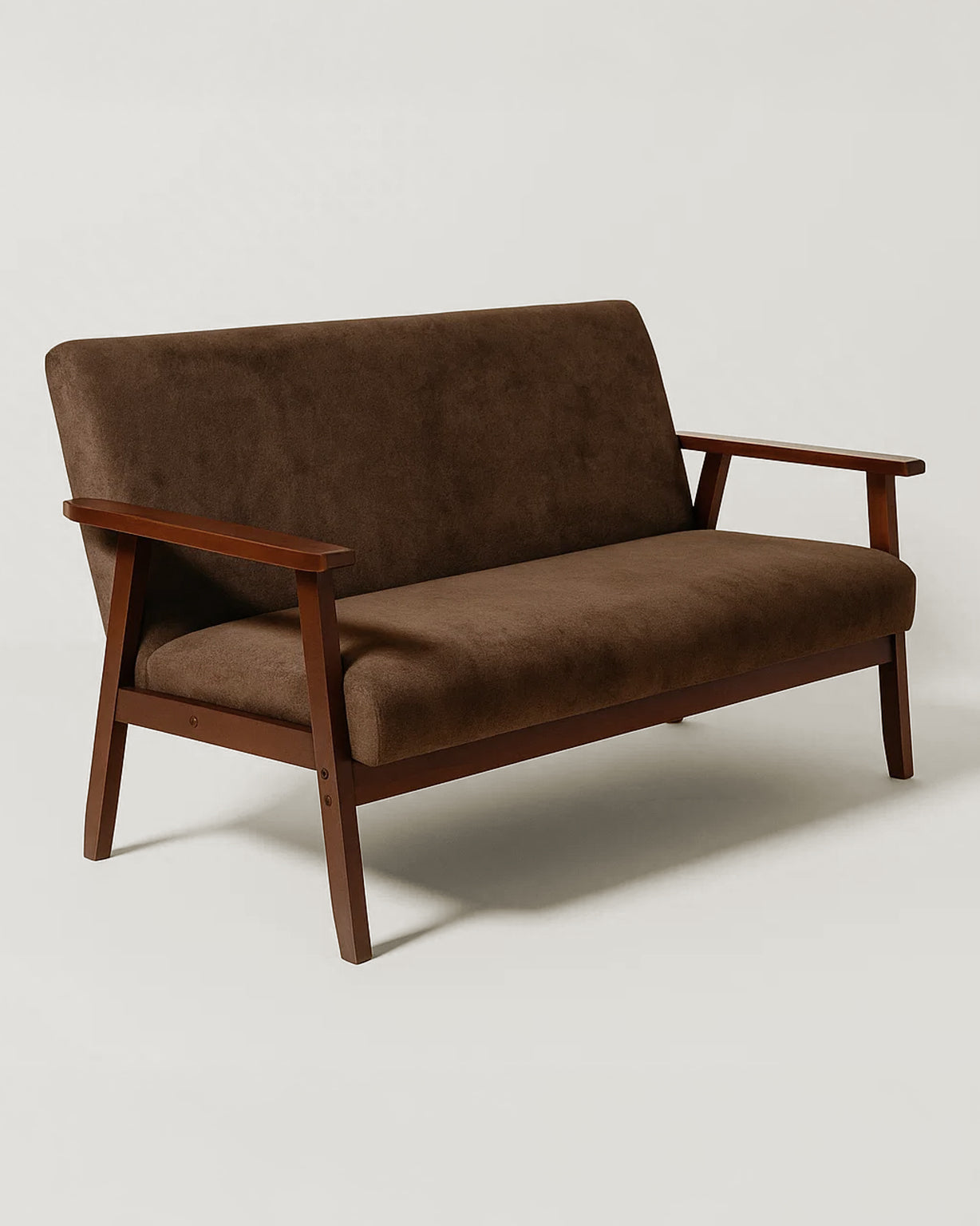 Sarria Mid-century Upholstered Sofa (Tierra Brown Fabric) – Scandinavian Style 2 Seater Sofa - Marcel Olsen