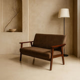 Sarria Mid-century Upholstered Sofa (Tierra Brown Fabric) – Scandinavian Style 2 Seater Sofa - Marcel Olsen
