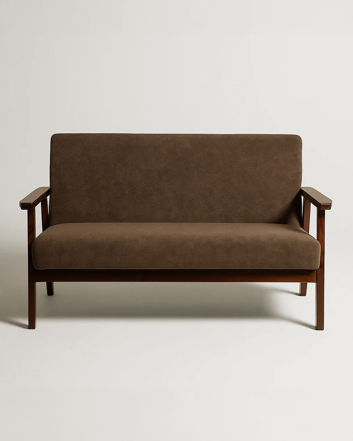 Sarria Mid-century Upholstered Sofa (Tierra Brown Fabric) – Scandinavian Style 2 Seater Sofa - Marcel Olsen