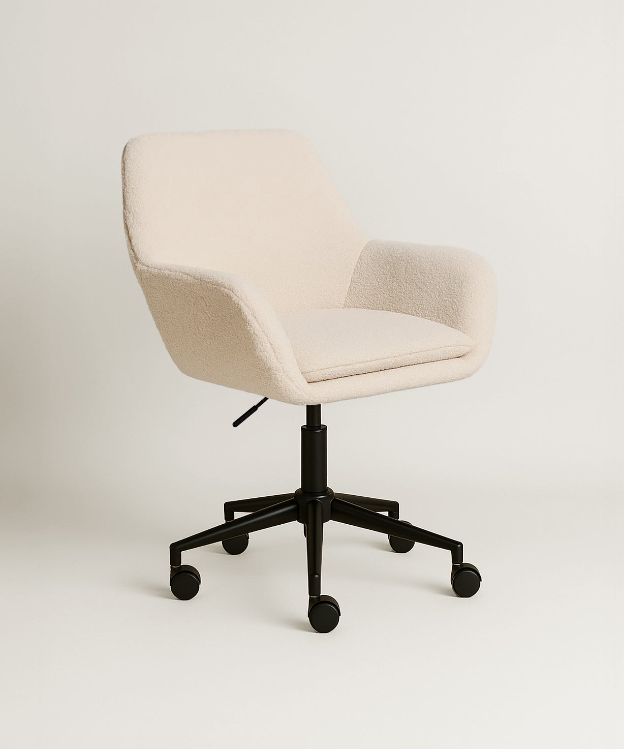 Sheepskin Upholstered Desk Chair (Sahara Beige Bouclé) – Modern Home Office Swivel Chair - Marcel Olsen