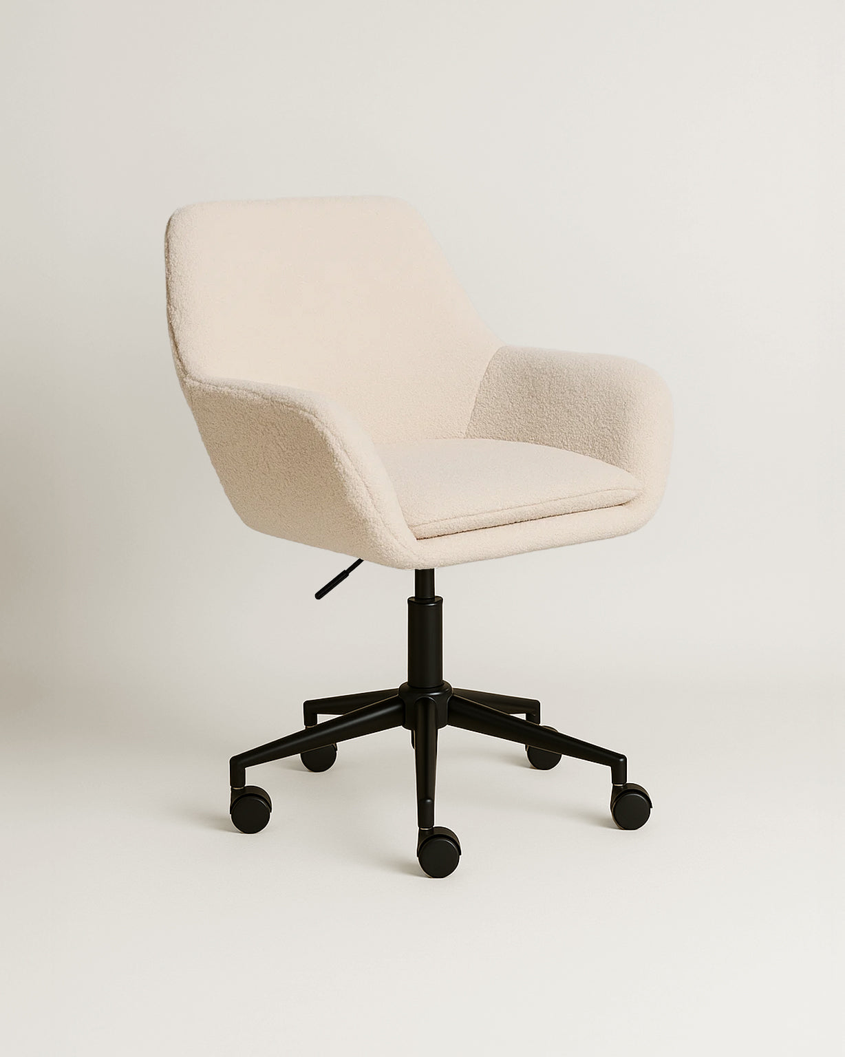 Sheepskin Upholstered Desk Chair (Sahara Beige Bouclé) – Modern Home Office Swivel Chair - Marcel Olsen