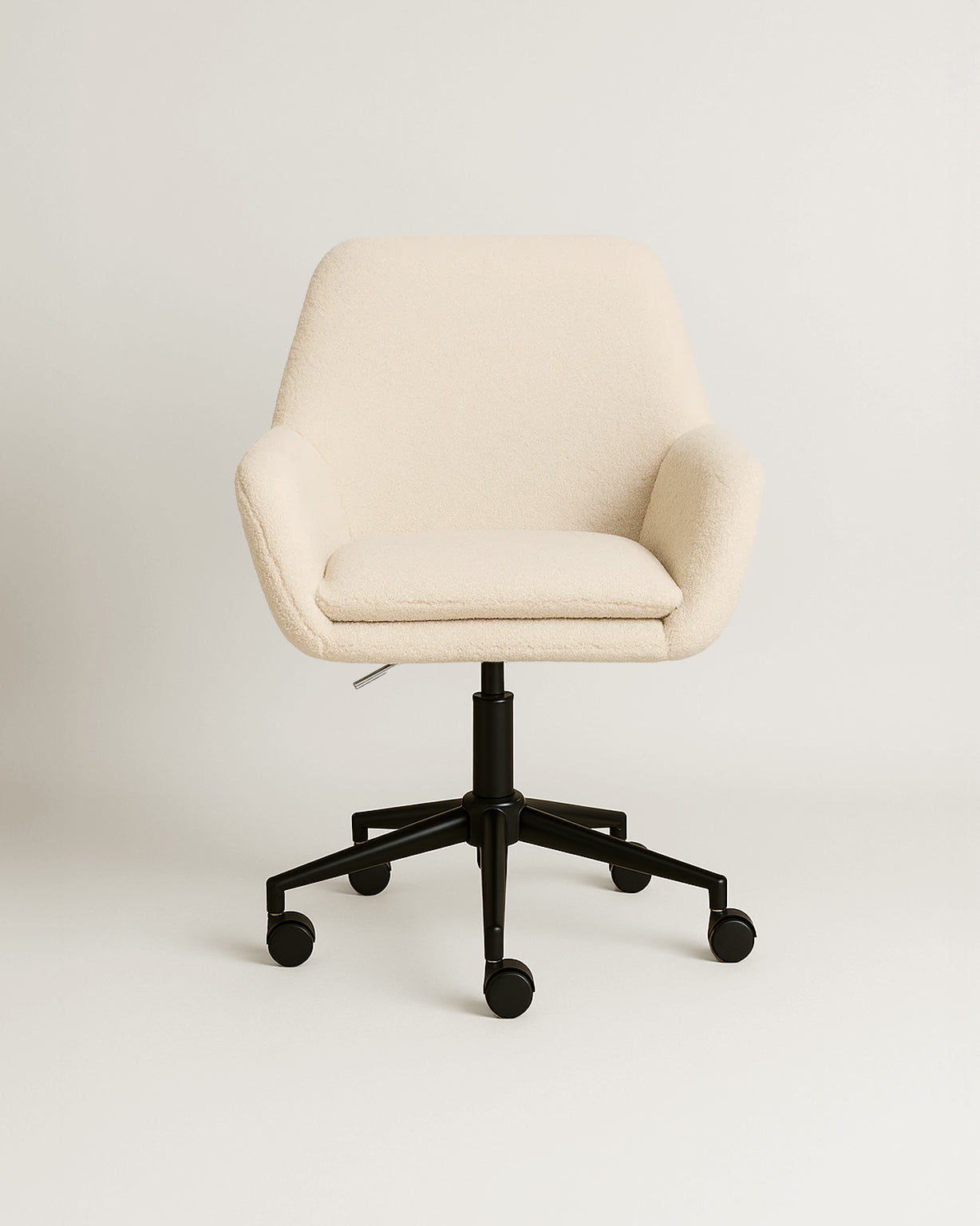 Sheepskin Upholstered Desk Chair (Sahara Beige Bouclé) – Modern Home Office Swivel Chair - Marcel Olsen