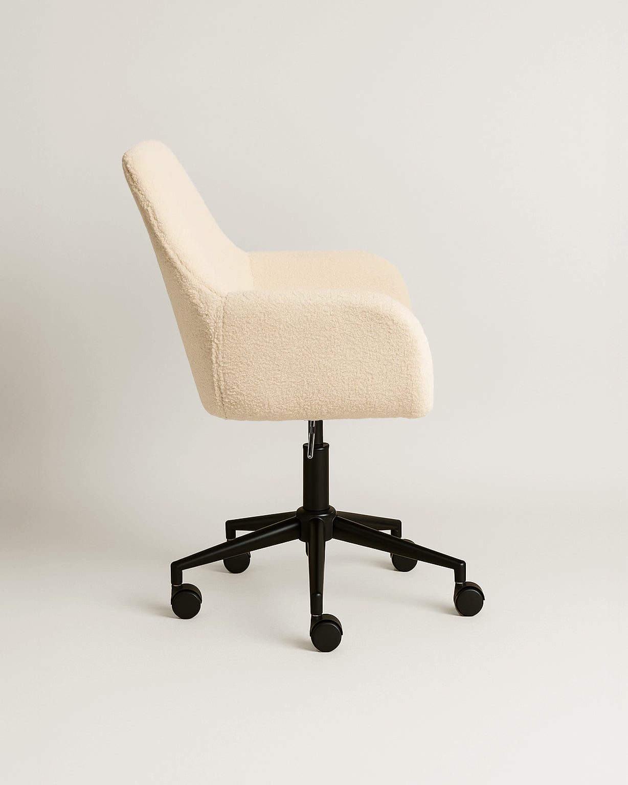 Sheepskin Upholstered Desk Chair (Sahara Beige Bouclé) – Modern Home Office Swivel Chair - Marcel Olsen