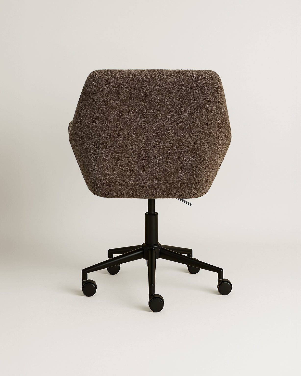 Sheepskin Upholstered Desk Chair (Smoked Oak Brown Bouclé) – Modern Home Office Swivel Chair - Marcel Olsen