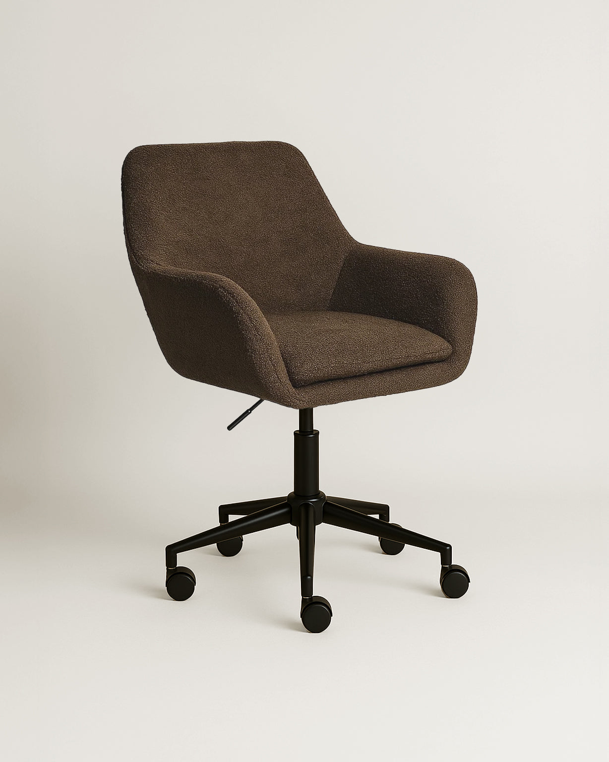 Sheepskin Upholstered Desk Chair (Smoked Oak Brown Bouclé) – Modern Home Office Swivel Chair - Marcel Olsen