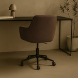 Sheepskin Upholstered Desk Chair (Smoked Oak Brown Bouclé) – Modern Home Office Swivel Chair - Marcel Olsen